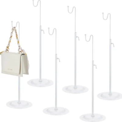 6 Pcs Purse Display Stands Handbag Display Purse Stands for  Single Hook Stand Adjustable Height Handbag Display