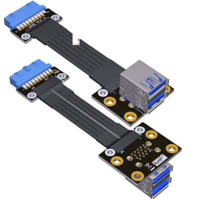Adt-Link USB3.0 Extension Adapter Type a Blue Interface 19P/20P Front & Rear Angle Consumer Electronics Product