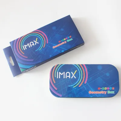 "IMAX" Large Metal Tin Box 10 Pcs Geometry Box Instruments with Big Nut