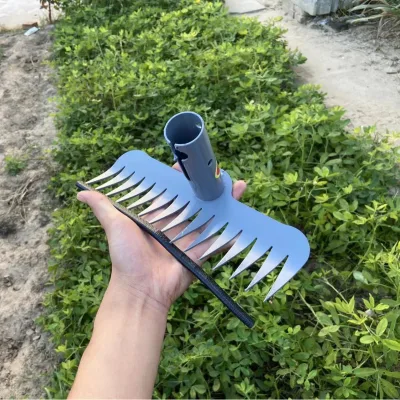 High Quality Soil Loosening&Turning Rake Vegetable Planting and Flower Cultivation Tool 15-Tine Carbon Steel Grass Weeding Rake