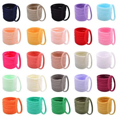 Candy-Colored Nylon Seamless Hair Loop Fashionable Elastic Headband for Children Hair Ties