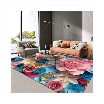 Flower Abstract Style Living Room Sofa Floor Mat Art Silk Rugs Carpets