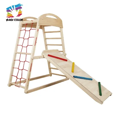 Magicolor Montessori Wooden Climbing Gym for Kids 3-10 Years Double-Sided Play Structure Slide Swings Eco-Friendly Paint Outdoor