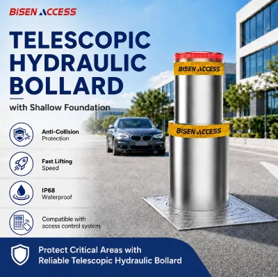 Commercial Site Security Telescopic Hydraulic Stainless Steel Bollard Shallow Foundation Fast Lift Anti Crash Retractable Road