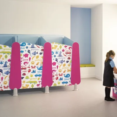 Nondeflecting Cheap Bathroom Doors Public Slide Toilet Door Kids Bathroom Partitions Children Toilet Partition Design