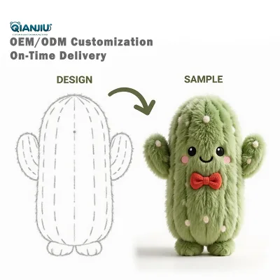 Cute Anthropomorphic Cactus Plush Toy Soft Stuffed Green Cactus Doll Custom Plushies Home Decor Gift