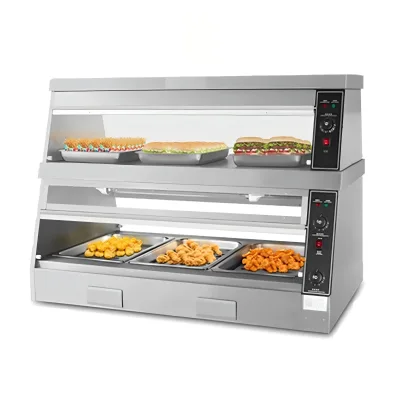 Commercial Electric 2 Layer Hot Food Warmer Display Showcase Fried Chicken Warmer Display Food Warming Cabinet