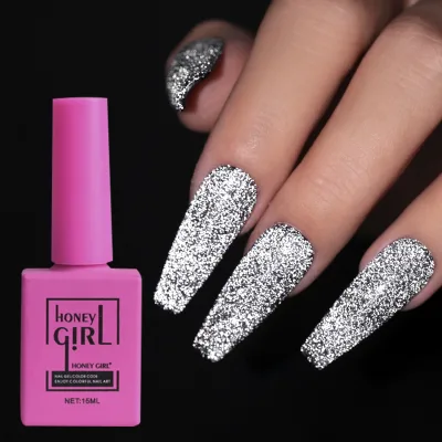 HONEY GIRL Hot Sale Reflective Top Coat Shiny Top Coat Disco No Wipe Top Coat for Your Nail Art