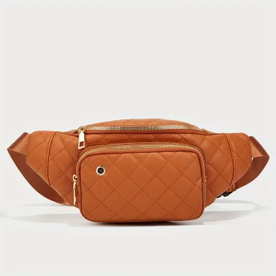 Fashion Women Sling Shoulder Bum Purse Crossbody Puffer Waist Bag PU Quilted Fanny Pack
