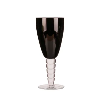 Solid black glass goblet vintage black champagne glass handmade black water goblet