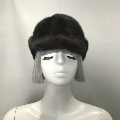 Fisherman Hat Mink Fur Hat Cover Luxurious Whole Mink Fur Fisherman Hat for Women French Style Elegant Black Mink Beret