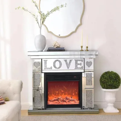 Guanlong Factory TV Stand Mirrored Glass Fireplace Cabinet With LOVE