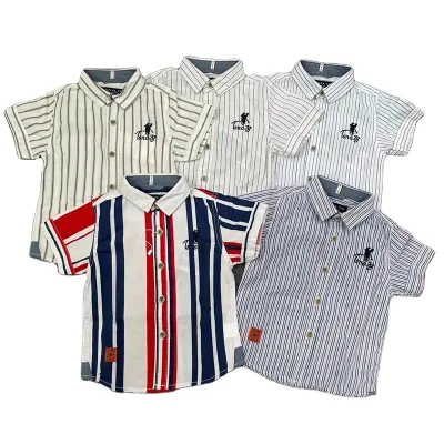 Summer Hot Style Boys Lapel Shirt 100 Cotton Quality With Brand logo for Kid Shirt