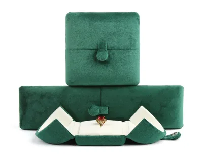 Double Doors Green Merchandise Gift Packaging Velvet Jewelry Boxes for Ring Earring Pendant Bracelet Necklace
