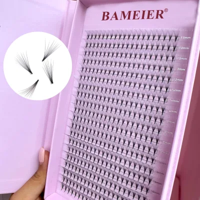 Factory Price Pre Made Lash Fans 4d Cc Pointy Base Pre Fan Eyelash Extention with Logo and Box