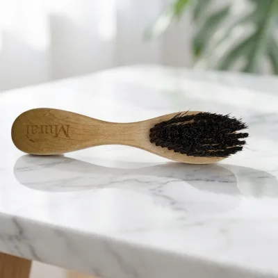 Mini Pocket Nylon Beard Brush Polished Wood Handle Daily Men Grooming Gift