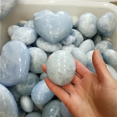 Wholesale Natural Polished Celestite Crystal Palm Healing Stones Natural Blue Celestite Crystal Stones for Healing