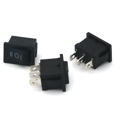 KCD1-103B 3-Pin SPDT Boat Rocker Switch ON-OFF 10A 250VAC IP20 Solder Lug PPA Black for Marine Car Bus Industrial Equipment