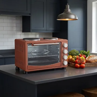 Factory High Quality Mechanical Control Electric Convection Oven Household Pizza Bread Toaster Oven with Two Hot Plates
