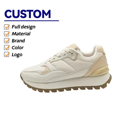 Custom Women's New Fashion Thick Sole Casual Walking Shoes Versatile Tall Design Slip-Resistant Comfortable