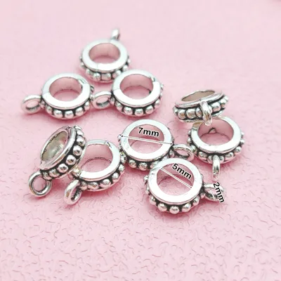 0 51104 Antique Color Zinc Alloy DIY Bead Big Hole Metal Hanging Connector Beads Fits Charm Bracelets Necklaces Pendants Making