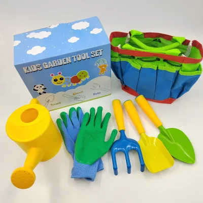 Best Price Real 6 Pieces Children Gardening Tools Set with Metal Head and Plastic Handle Great for Kids Gift