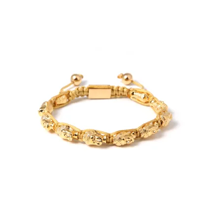 Top Luxury Unisex Stainless Steel Buddha Beads Bracelet PVD Plating Gold Trendy Butterfly Pattern Anniversaries