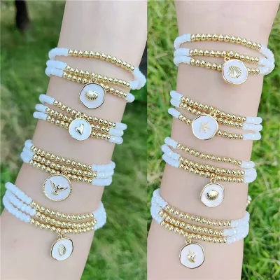 CH-CKT0536 Enamel pendant bracelet,Small charms pendant bracelet wholesale,Handmade elastic bracelet jewelry