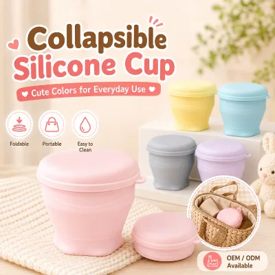 YMS Collapsible Silicone Travel Cup Custom Logo Foldable Leak Proof BPA Free Modern Design Microwave Safe Outdoor Camping