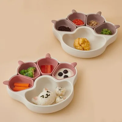 Baby Animal Cat Claw Silicone Plate Divided,Suction Plates for Baby,Non-Slip,Baby Led Weaning Supplies,Microwave&Dishwasher Safe