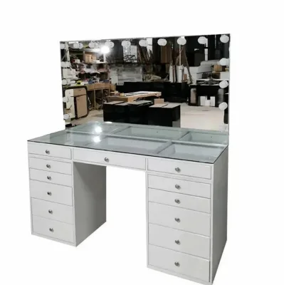New Design Lighted Makeup Mirror Comes with Dresser Can Customize Colors Has Multiple Lockers