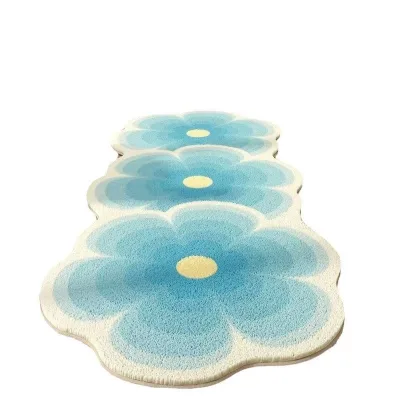 Minimalist Floral Square Cashmere-like Polyester Machine Made Low Pile Stain-resistant Bedside Rug Modern Washable 2025110410