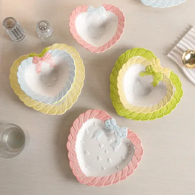 Hand-painted Minimalist butterfly Knot Ceramic Home Tableware Cute Sweet Dessert Snack Sets Fruit Breakfast Plates