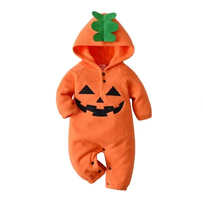Wholesale Price Custom Halloween Costume Winter Polar Fleece Baby Clothing Bodysuit Pumpkins Halloween Costume for Children
