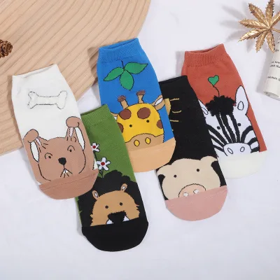 7-12 Years 2024 New Cute Cotton Short Children's Casual Cartoon Animal Socks