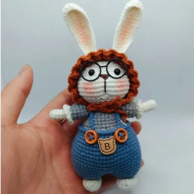 Sweet Creative Super Cute Cartoon Tangtang Rabbit Pendant Hand-Knitted Yarn Crochet Eco-friendly Keychain Novelty Gifts