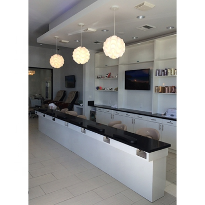 Customized Triple Nail Salon Table Manicure Nailtables With Marble Top