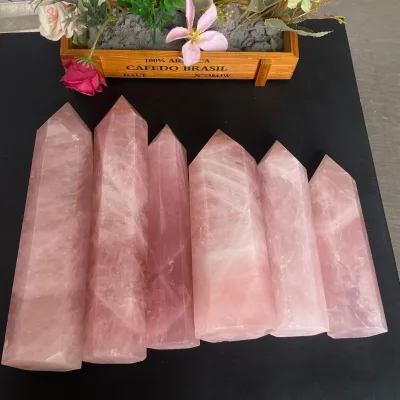 High Quality Natural Crystal Obelisk Meditation Large Rose Quartz Crystal Tower for Spiritual Healing