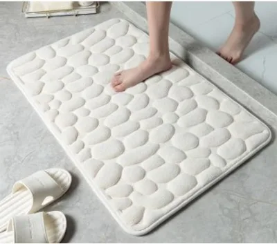Cobblestone Embossed Bathroom Bath Mat Non-slip Carpets in Wash Basin Bathtub Side Floor Rug Shower Room Doormat Memory Foam Pad