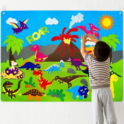 Children's Early Education Cartoon Dinosaur Felt Story Busy Board Learning Mat