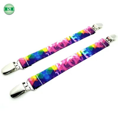 Colorful love Design Print Elastic Mitten Clip Sport Glove Strap Leash Wrist Strap Suspender Cinch Clip Support Customization