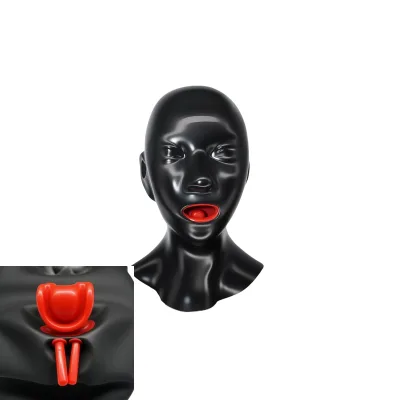 Handmade Natural Rubber Women's Bdsm Latex Stereo Headgear With Teethers Mouth Plugs And Nasal Tube For Sm Products