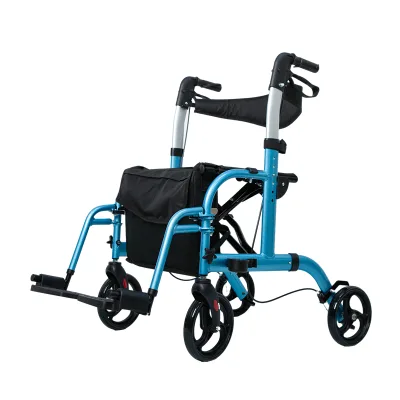 Four Wheels Aluminum Frame Outdoor Rollator Walker for the Old and Disabled