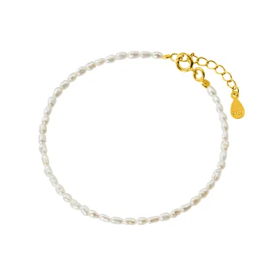 S925 Silver Bohemian Style Pearl Rhodium Plated Bracelet Fashion Simple Elegant Jewelry for Women