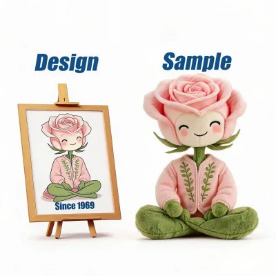Shengye Toy Manufacturer 11-30cm Size Soft Cotton Plush Rose Stuffed Plant Toy for Kids Safe Embroidered Wedding Souvenir