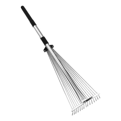 Fallon Household Retractable Iron Rake Multi-Tooth Steel Wire Adjustable Agricultural Tools for Gardening and Grass Removal