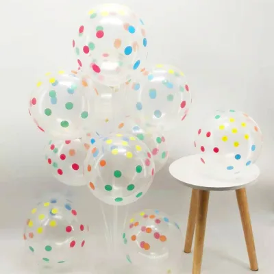 100pcs 12Inch Transparent Colorful Polka Dot Balloon Wedding Birthday Party Decoration Polka Dot Latex Balloon