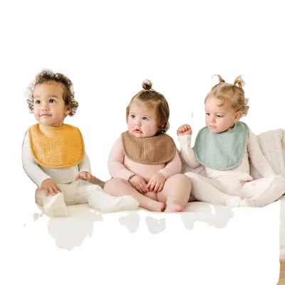 2024 New Arrival Original Cotton Baby Bibs Solid Color 2-Layer Burp Cloth Button Customizable 100% Cotton OEM Service Available