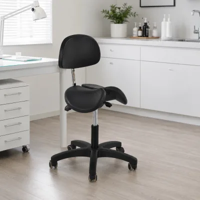 Foshan Manufacturer Ergonomic Saddle Chair with Backrest Adjustable Swivel Lab Stool for Medical Dental