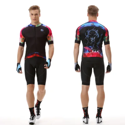 Short-sleeved Breathable Eco-Friendly Cycling Suit Printed Patterns Customized Quick-drying Men's Summer Cool Cycling Suit Set